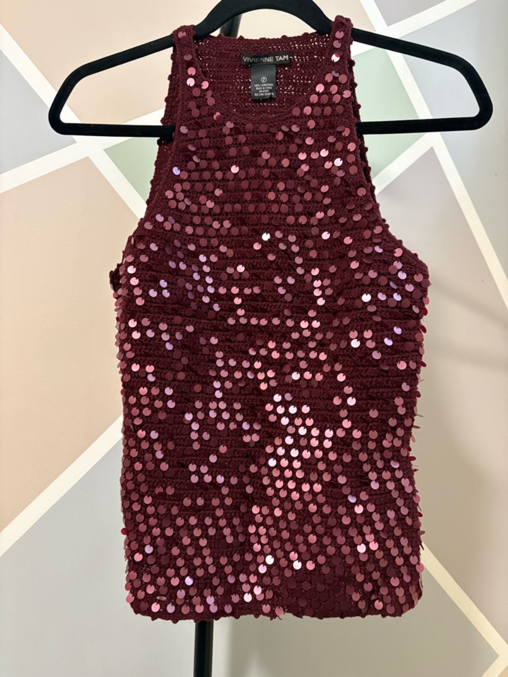 Vintage Vivienne Tam Sequin Knit Top